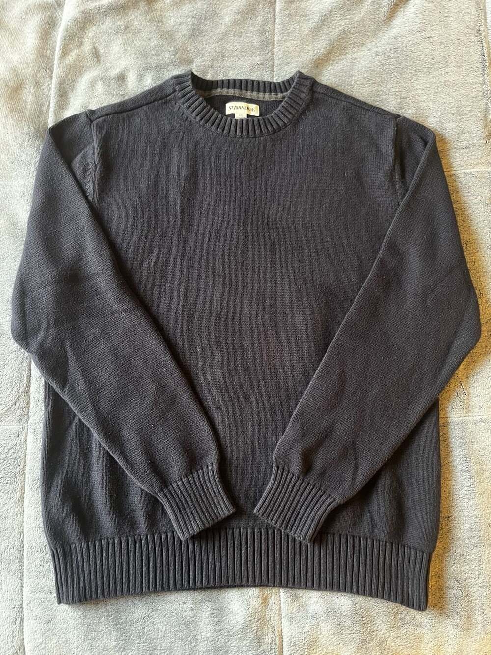St. John's Bay Cotton Crewneck Sweater Size M Dark Gray